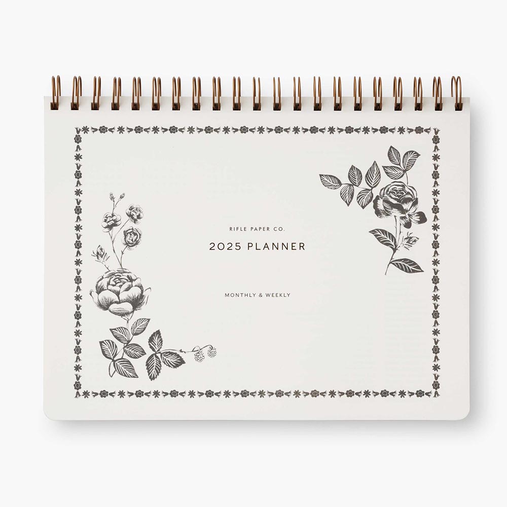 Agenda Planificador 2025 English Rose espiral superior 12 mesos - Rifle Paper