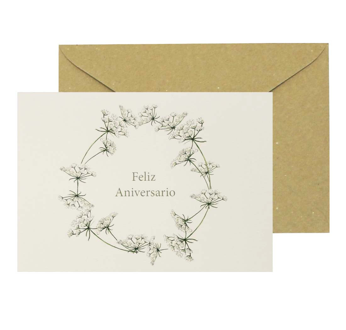 Postal A5 Corona Flores Feliz Aniversario