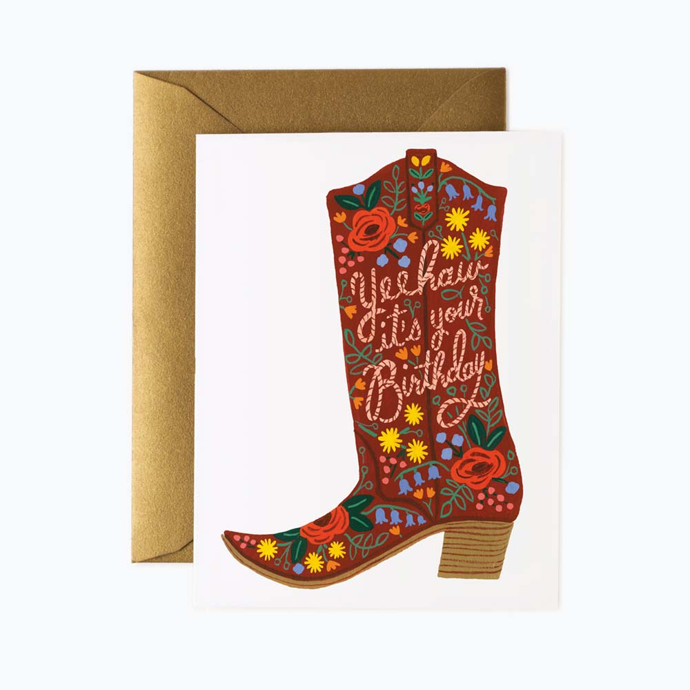 Tarjeta postal felicitación cumpleaños Birthday Boot - Rifle Paper