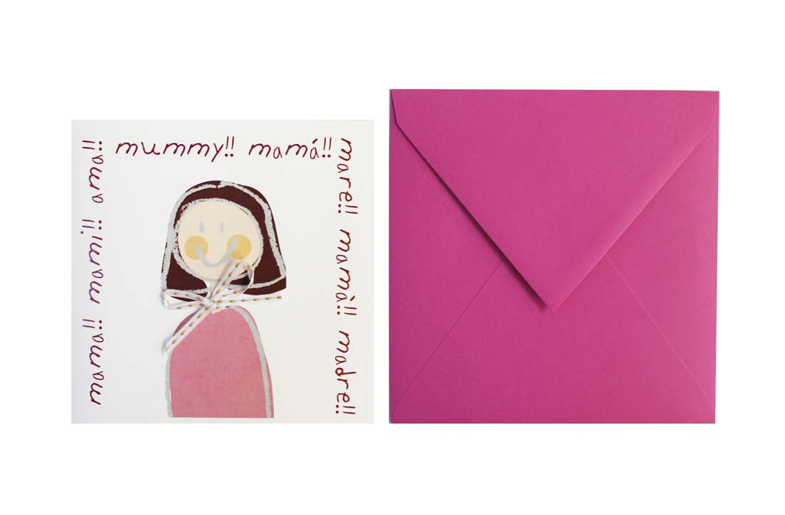 Postal Mamá texto rosa