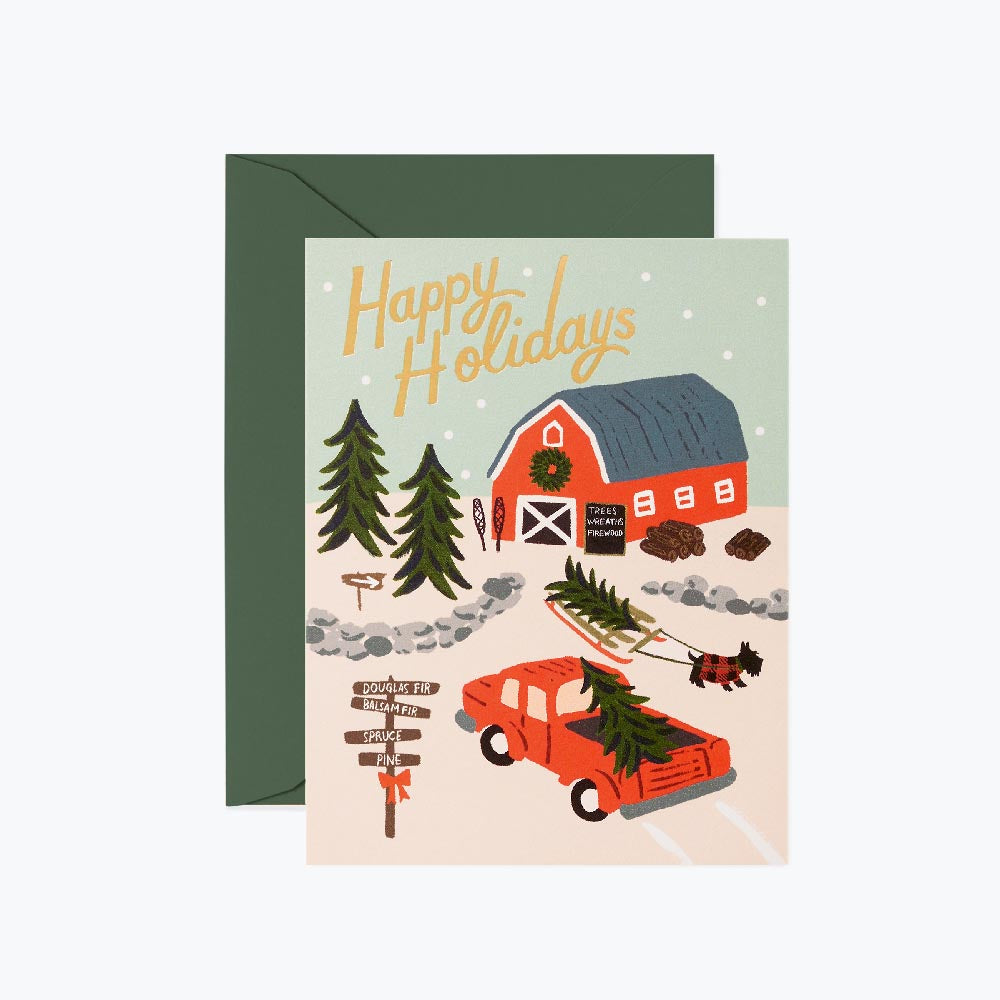 Postal Navidad Holiday Tree Farm Card