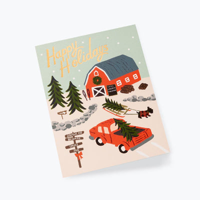 Christmas Holiday Tree Farm Card Postcard