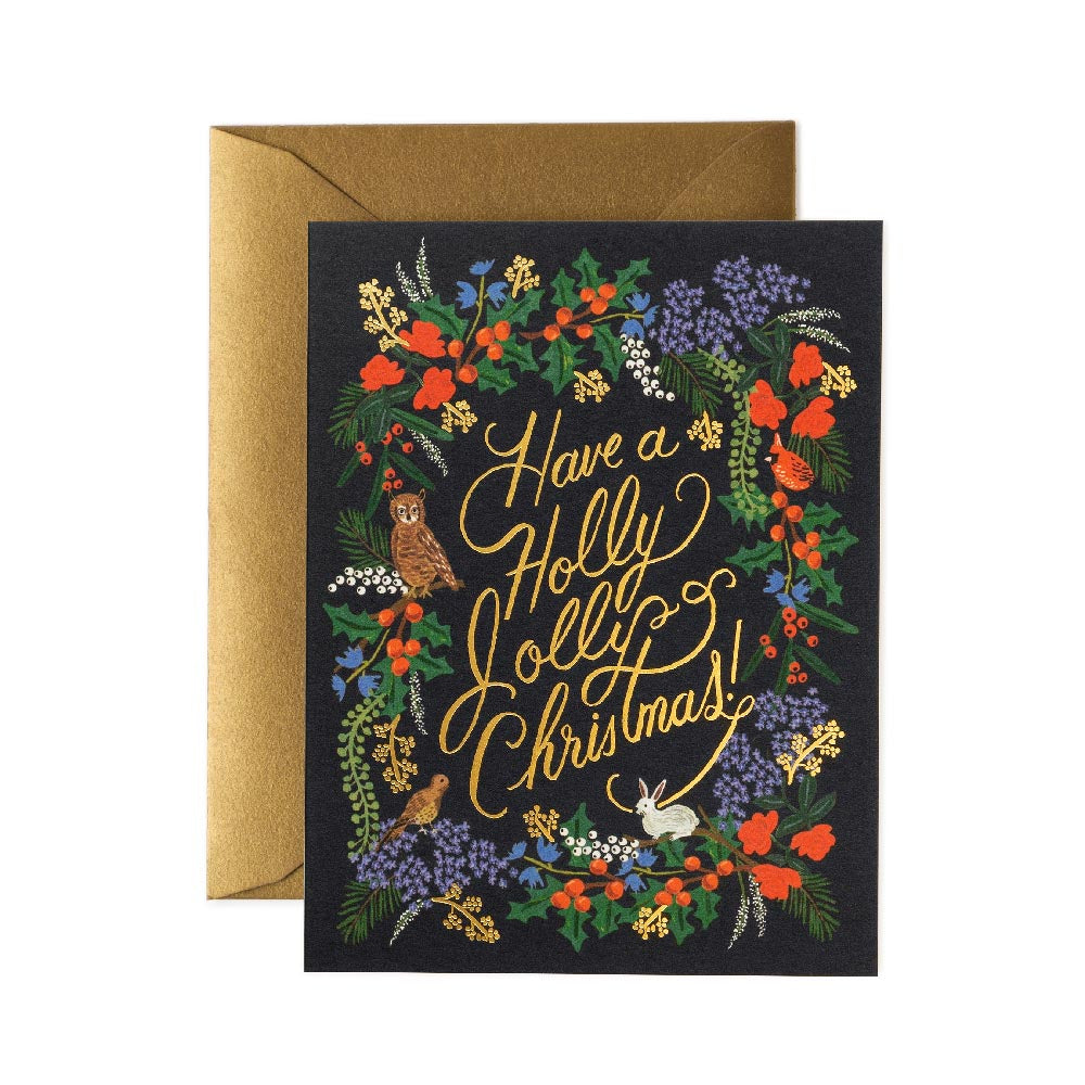 Postal Navidad Holly Jolly Christmas