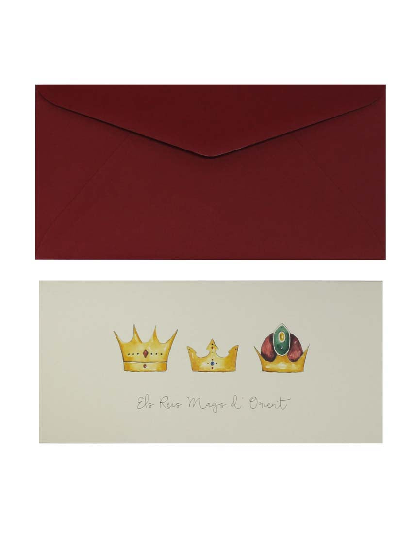 Postal nadalenca corones Reis Mags català