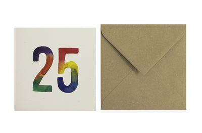 Postal Números Acuarelas 25