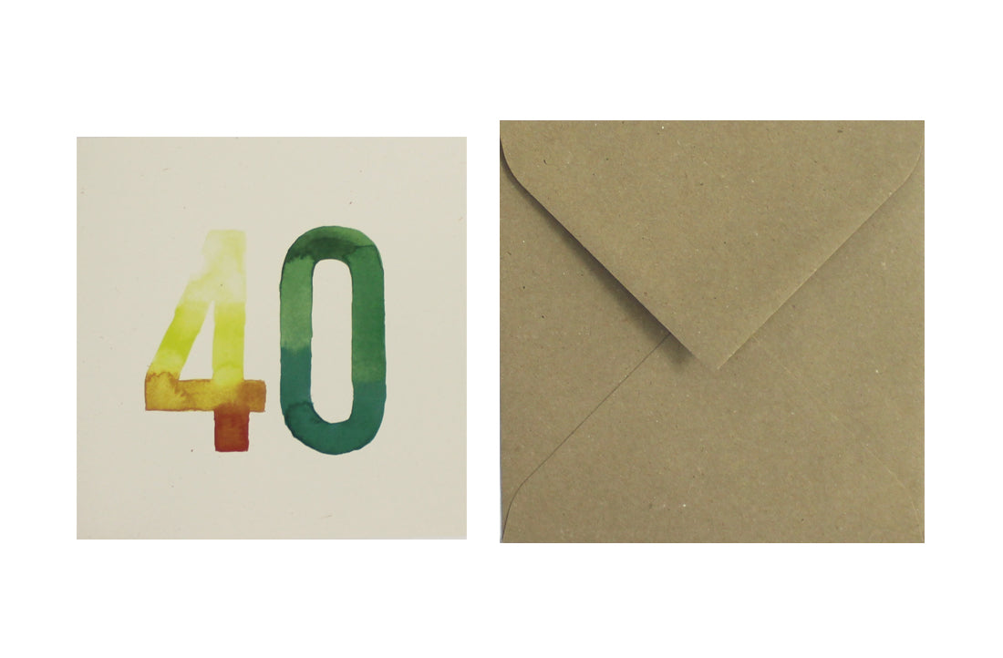 Postal Números Acuarelas 40