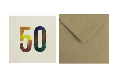 Postcard Numbers Watercolors 50