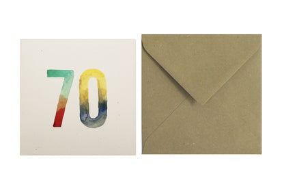 Postal Números Acuarelas 70