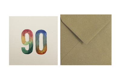 Postal Números Acuarelas 90