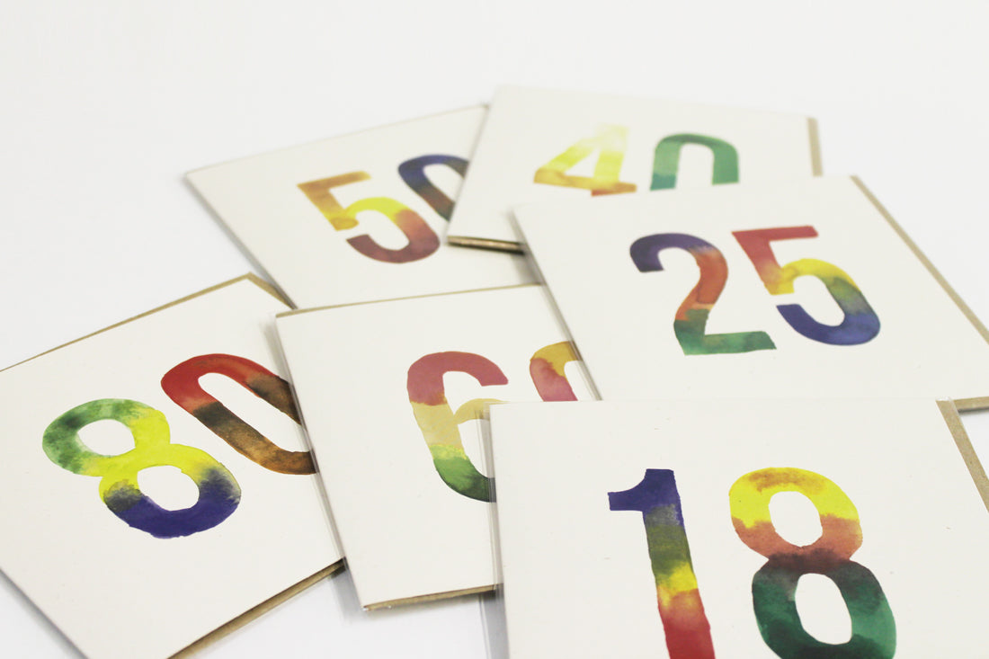 Postal Números Acuarelas 50