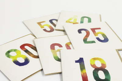 Postcard Numbers Watercolors 80