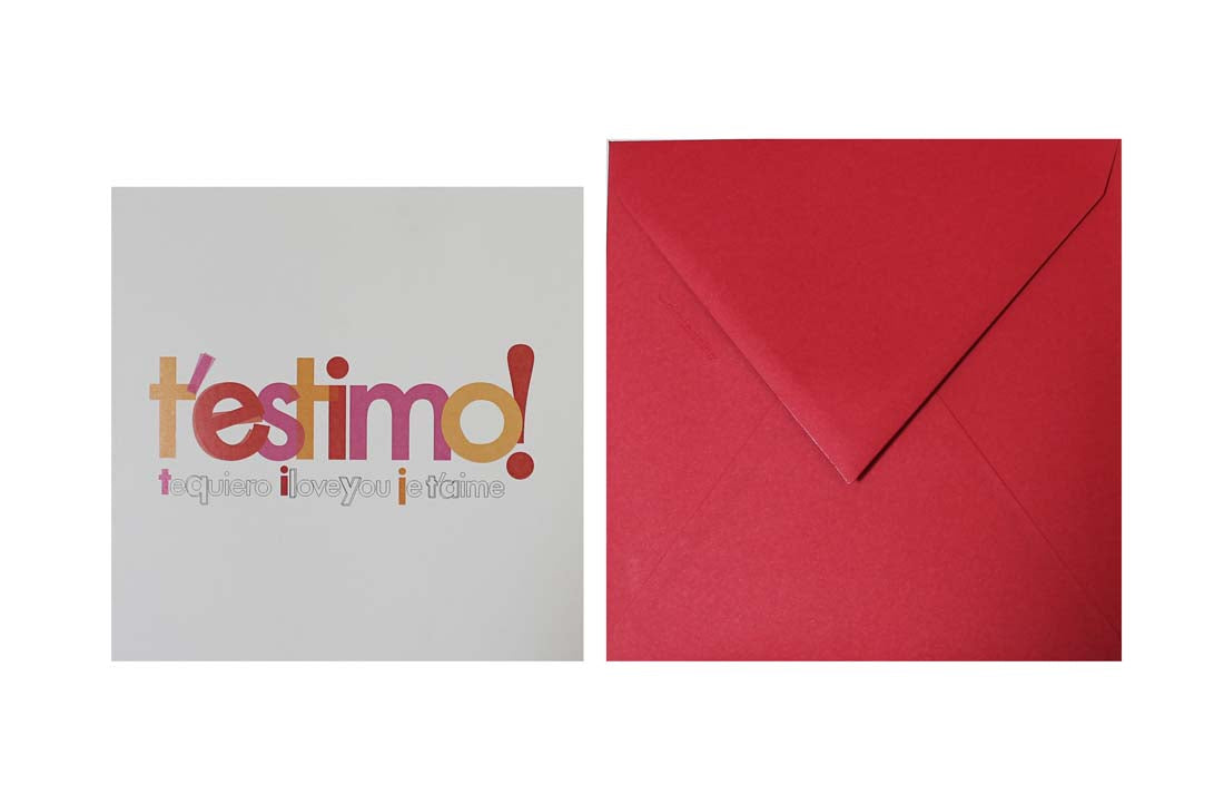 I love you postcard in red envelope