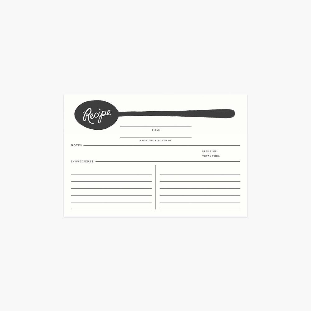 Fichas de Recetas Charcoal Sppon Recipe Cards - Rifle Paper Co.