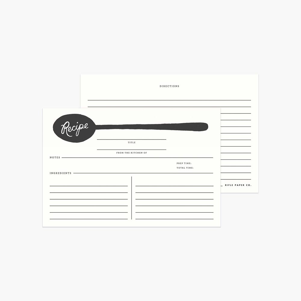 Fichas de Recetas Charcoal Sppon Recipe Cards - Rifle Paper Co.
