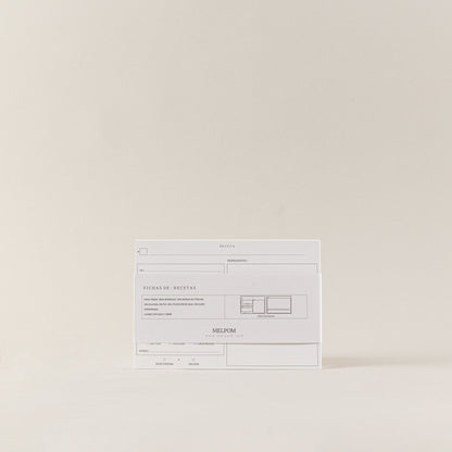 Diseño caja de recetas para recetarios hecho a mano, artesanal para crear ficha de recetas con diseño para escribir tus recetas semanales en muchas sostenibles hechas de papel de piedra.