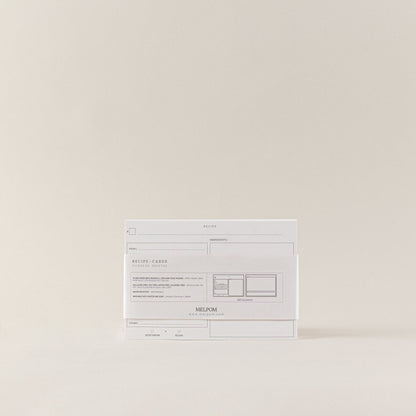Diseño caja de recetas para recetarios hecho a mano, artesanal para crear ficha de recetas con diseño para escribir tus recetas semanales en muchas sostenibles hechas de papel de piedra.