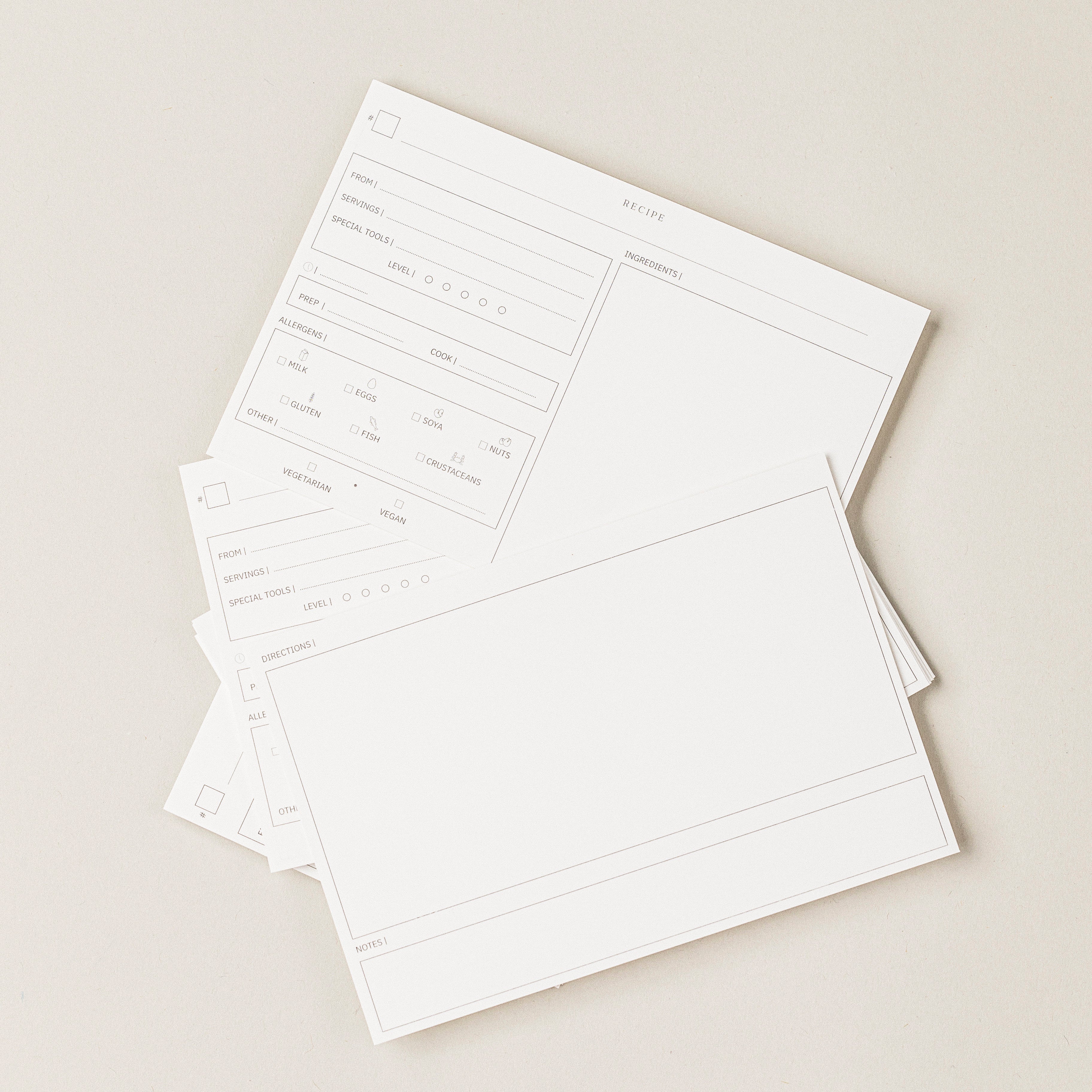 Diseño caja de recetas para recetarios hecho a mano, artesanal para crear ficha de recetas con diseño para escribir tus recetas semanales en muchas sostenibles hechas de papel de piedra.