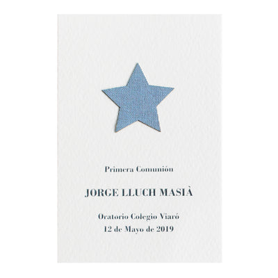 Recordatorio de comunión personalizado Estrella tela