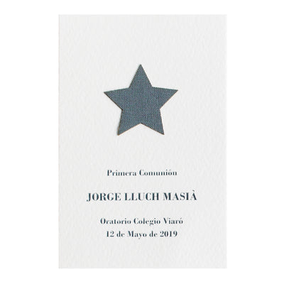 Recordatorio de comunión personalizado Estrella tela