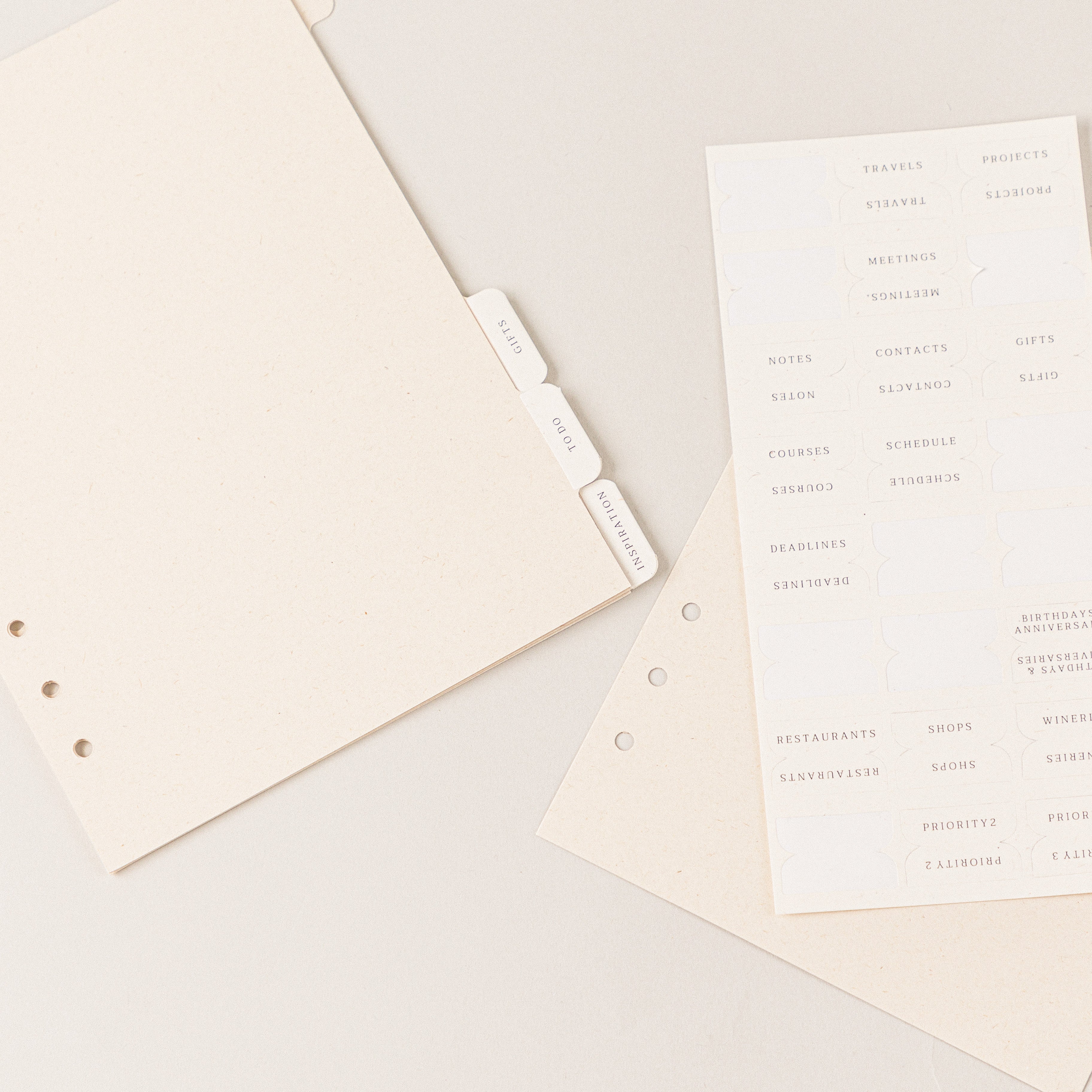 Recambio separadores de papel reciclable con stickers