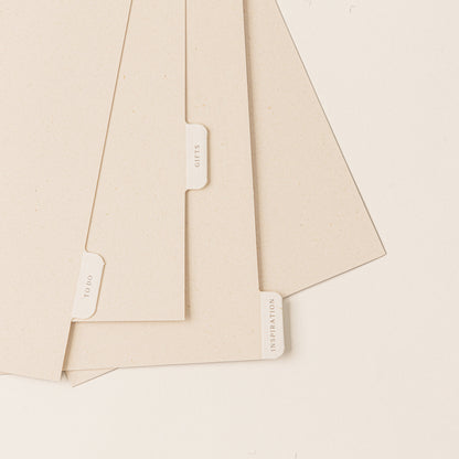 Recambio separadores de papel reciclable para organizacion