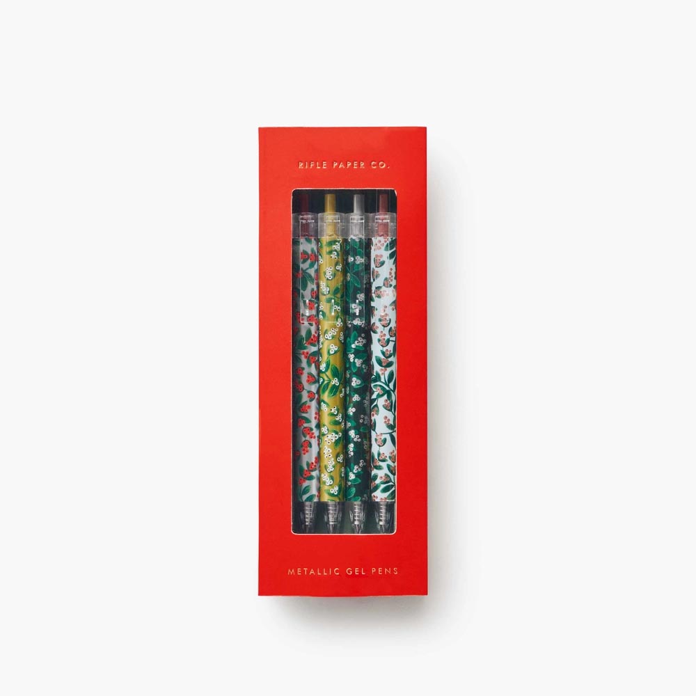 Set de 4 bolígrafos de gel metálicos Mistletoe - Rifle Paper