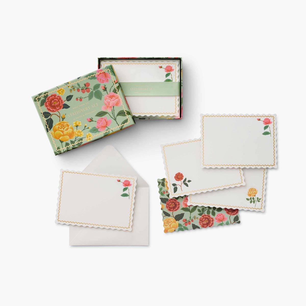 Set de 12 tarjetas para notas Roses - Rifle Paper co.