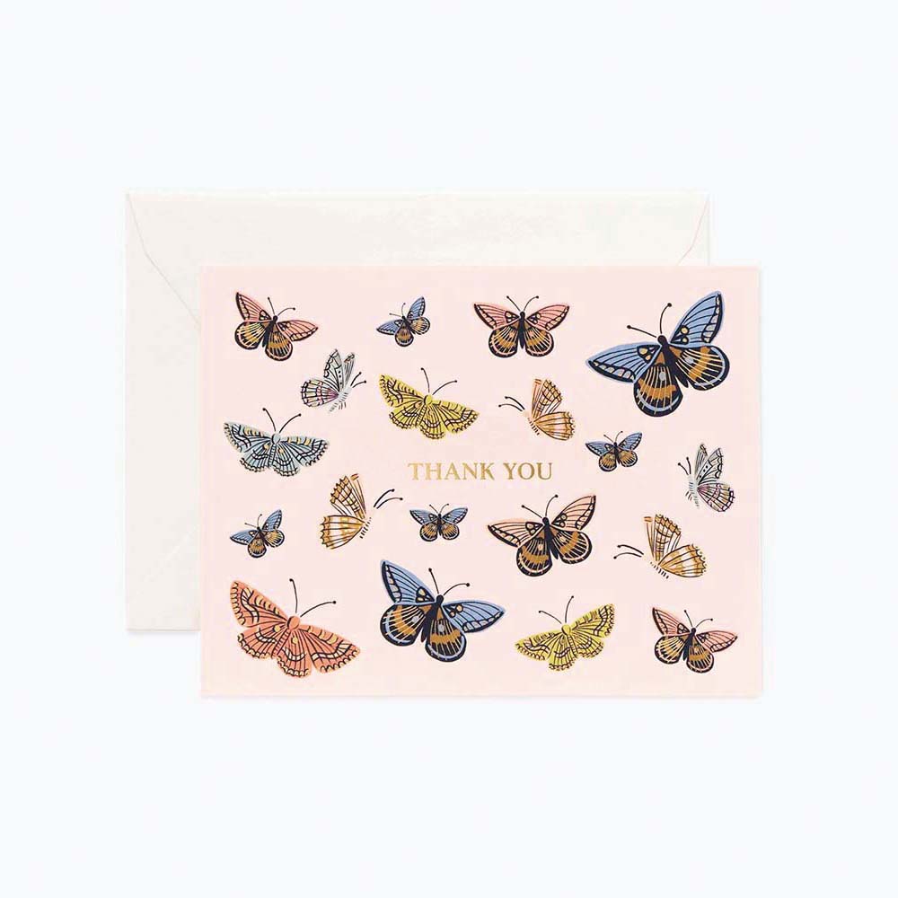 Targeta Postal Agraïment Papallones - Monarch Thank You - Rifle Paper