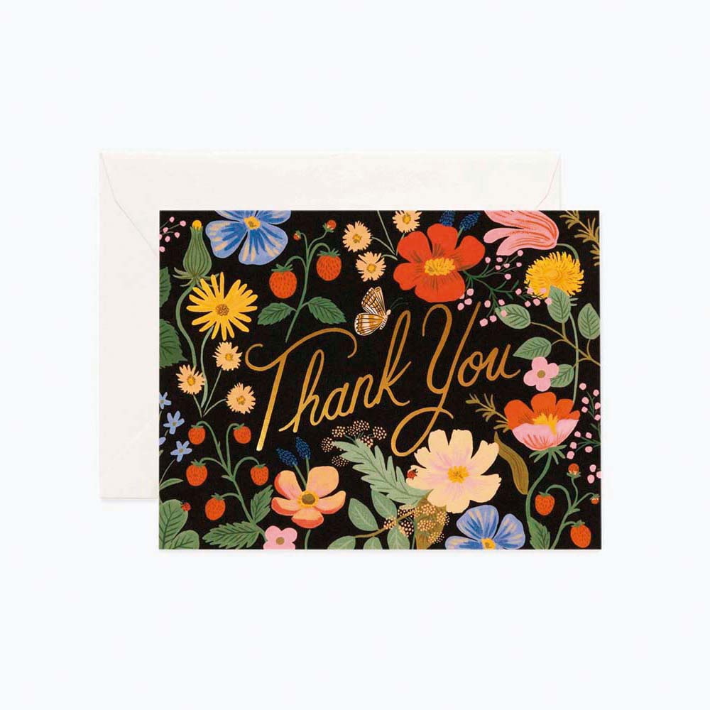 Targeta Postal Agraïment Flors Strawberry Fields Thank You - Rifle Paper