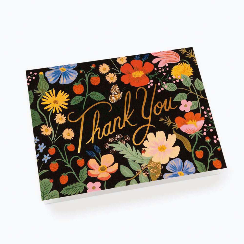 Targeta Postal Agraïment Flors Strawberry Fields Thank You - Rifle Paper