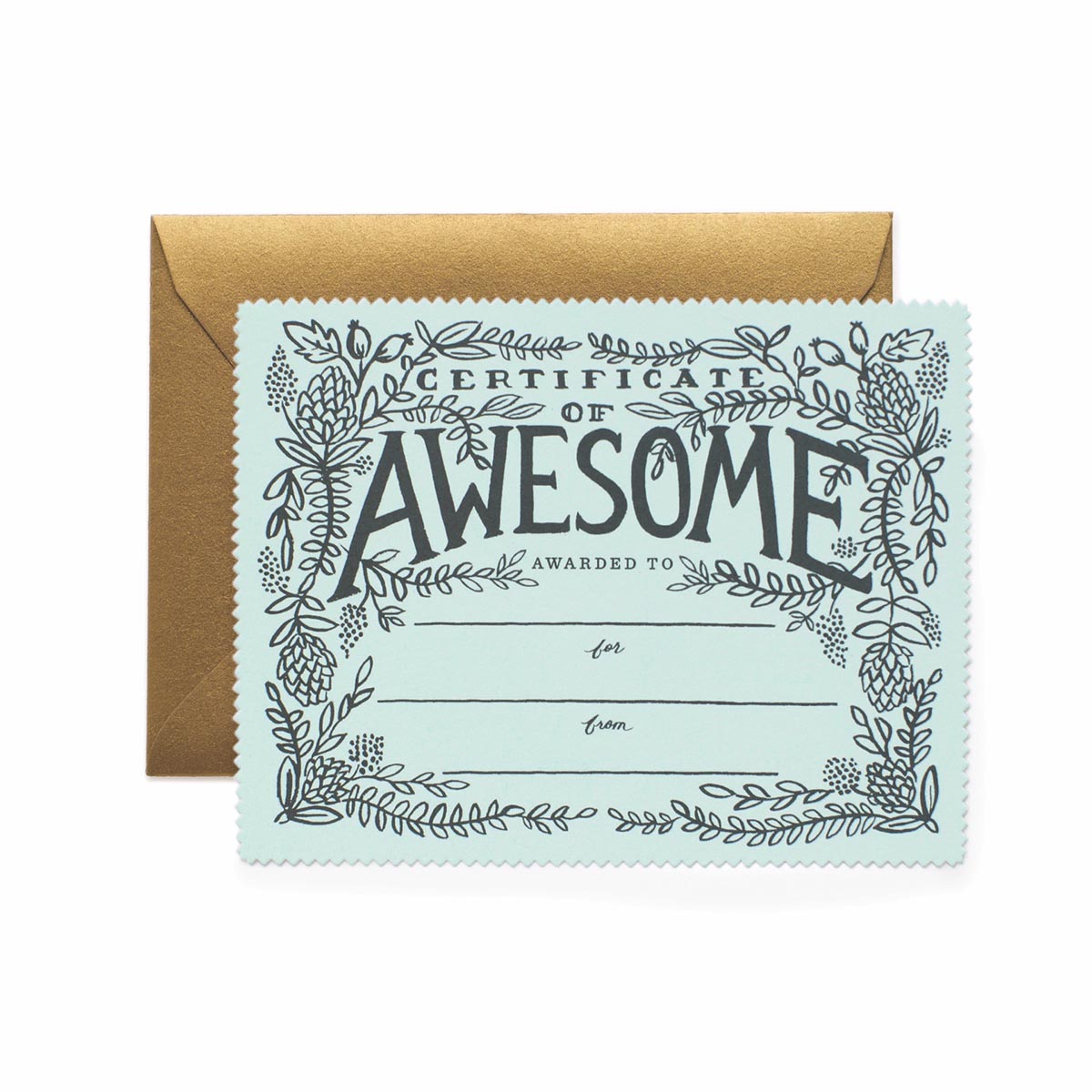 Tarjeta Postal aliento - Certificate Of Awesome - Rifle Paper