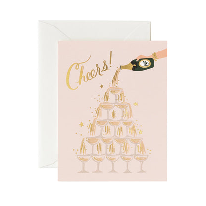 Wedding/Anniversary Congratulations Postcard - Champagne Tower - Rifle Paper