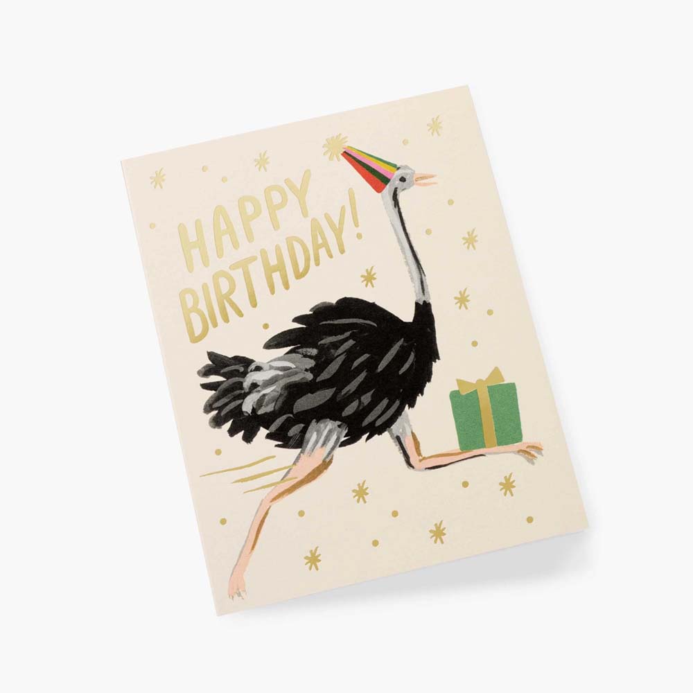 Tarjeta postal felicitación cumpleaños Avestruz - Rifle Paper