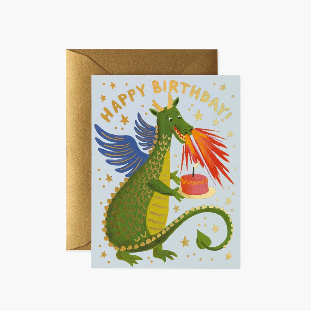 Tarjeta postal felicitación cumpleaños Dragón - Rifle Paper
