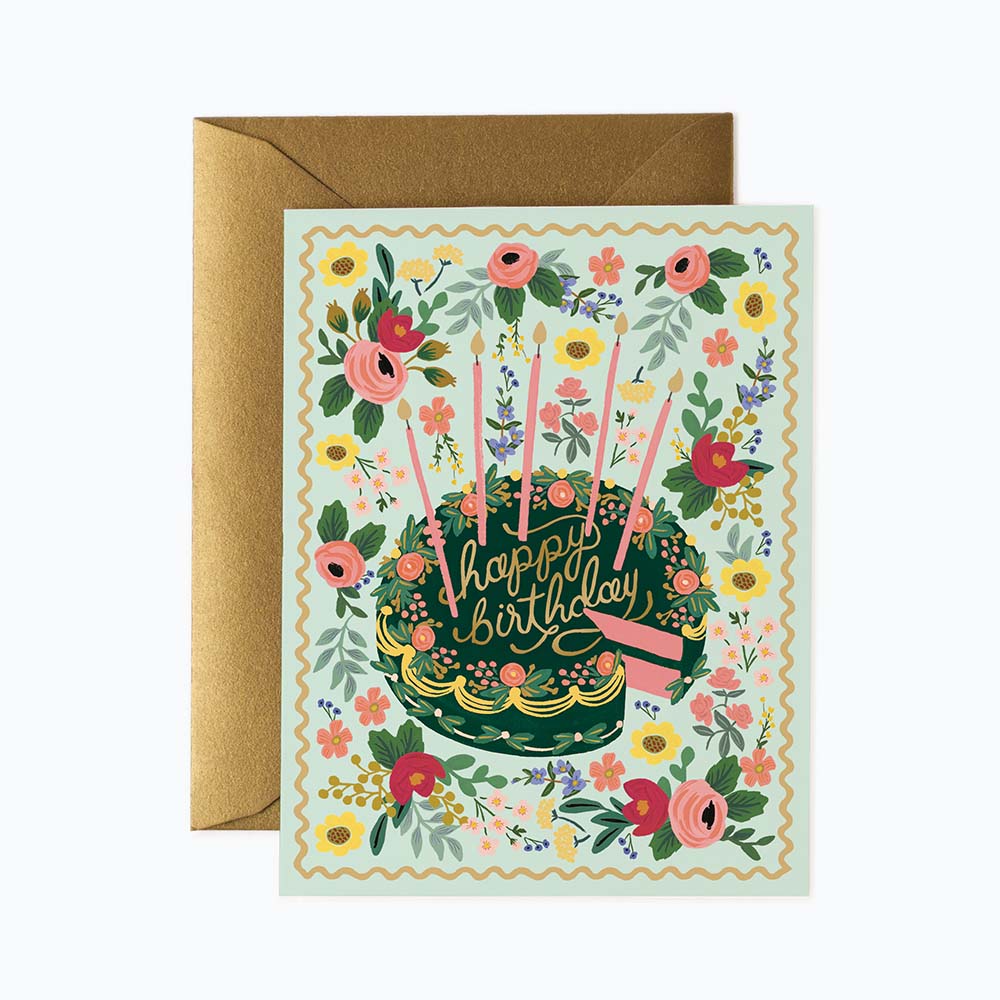 Tarjeta postal felicitación cumpleaños Floral Cake - Rifle Paper