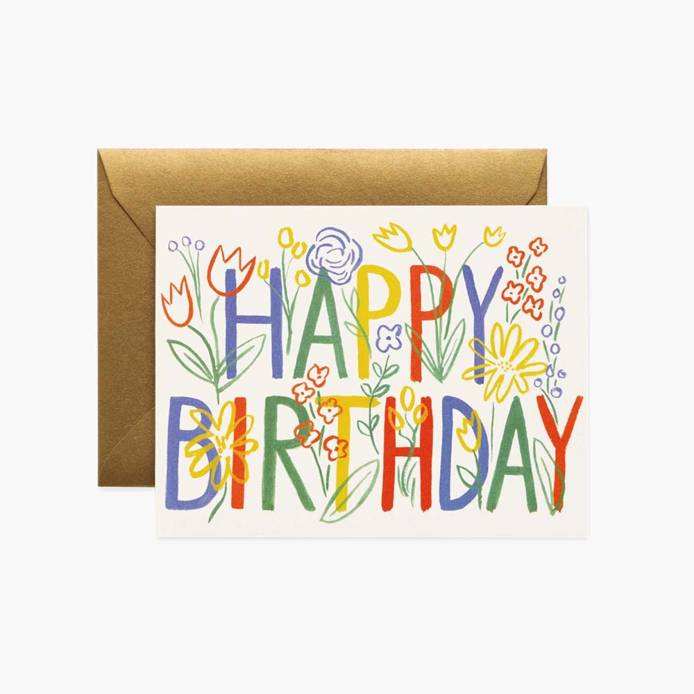 Tarjeta postal felicitación cumpleaños Brushstroke Happy Birthday - Rifle Paper