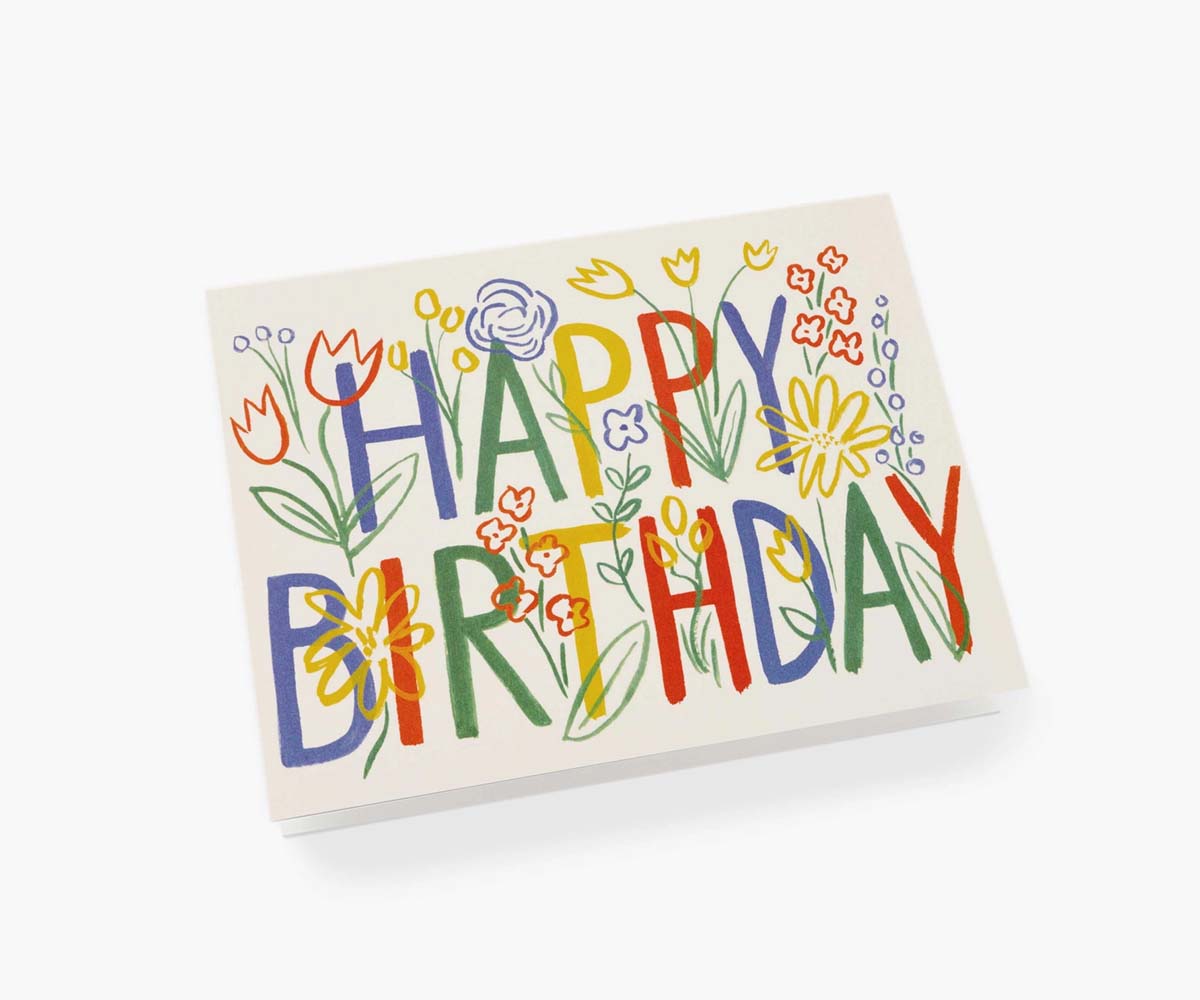 Tarjeta postal felicitación cumpleaños Brushstroke Happy Birthday - Rifle Paper