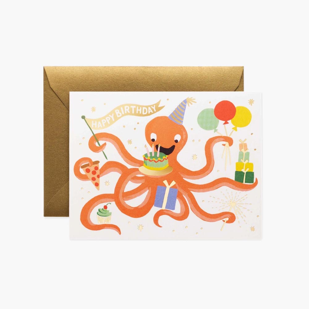 Tarjeta postal cumpleaños Pulpo - Rifle Paper Co