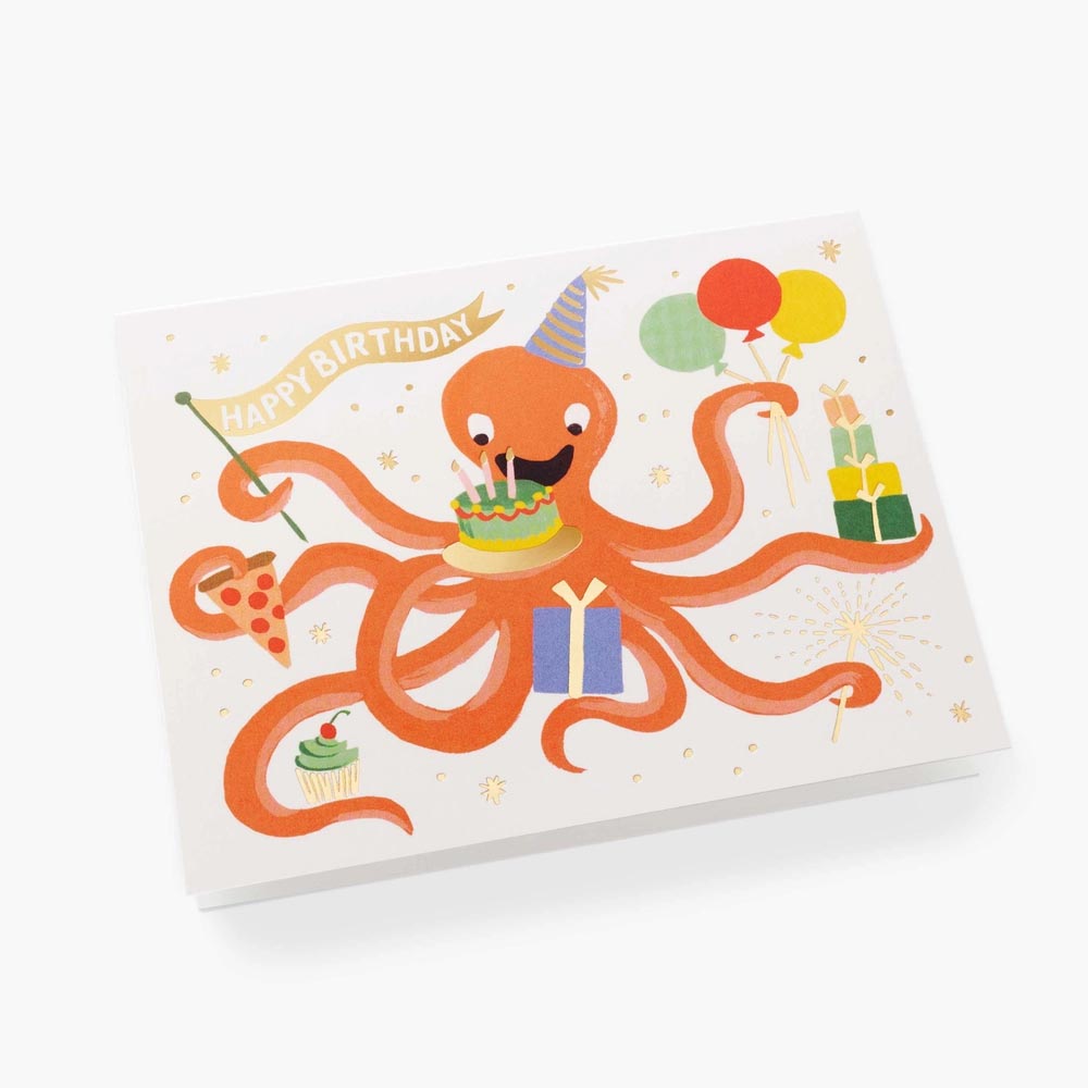 Tarjeta postal cumpleaños Pulpo - Rifle Paper Co