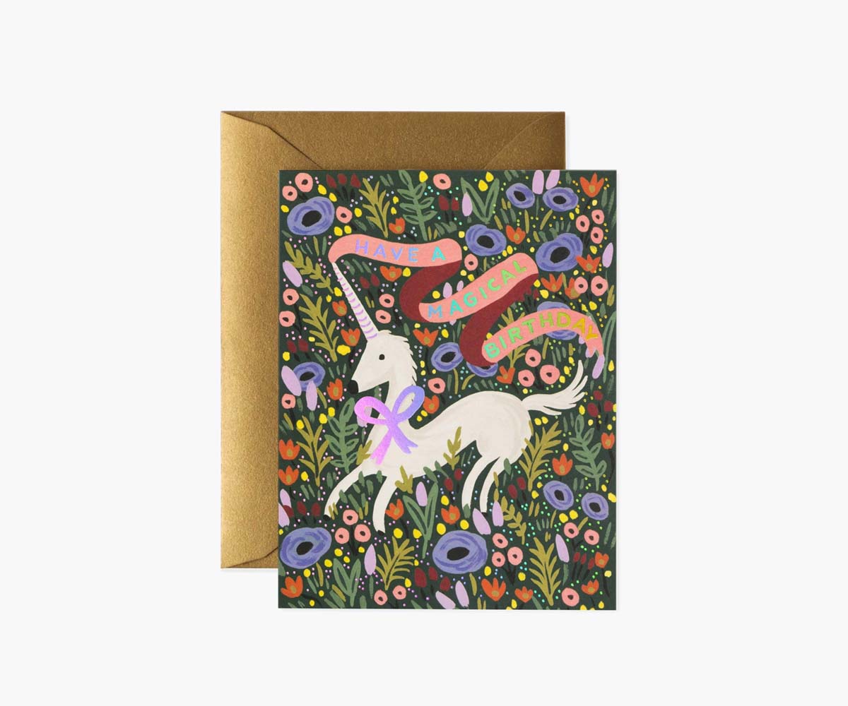 Tarjeta postal felicitación cumpleaños Unicornio Magical - Rifle Paper