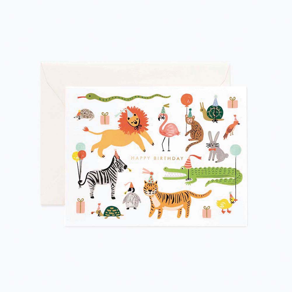 Tarjeta felicitación cumpleaños infantil Party Animals - Rifle Paper