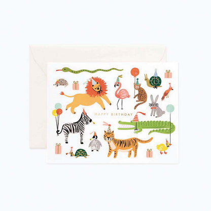 Tarjeta felicitación cumpleaños infantil Party Animals - Rifle Paper