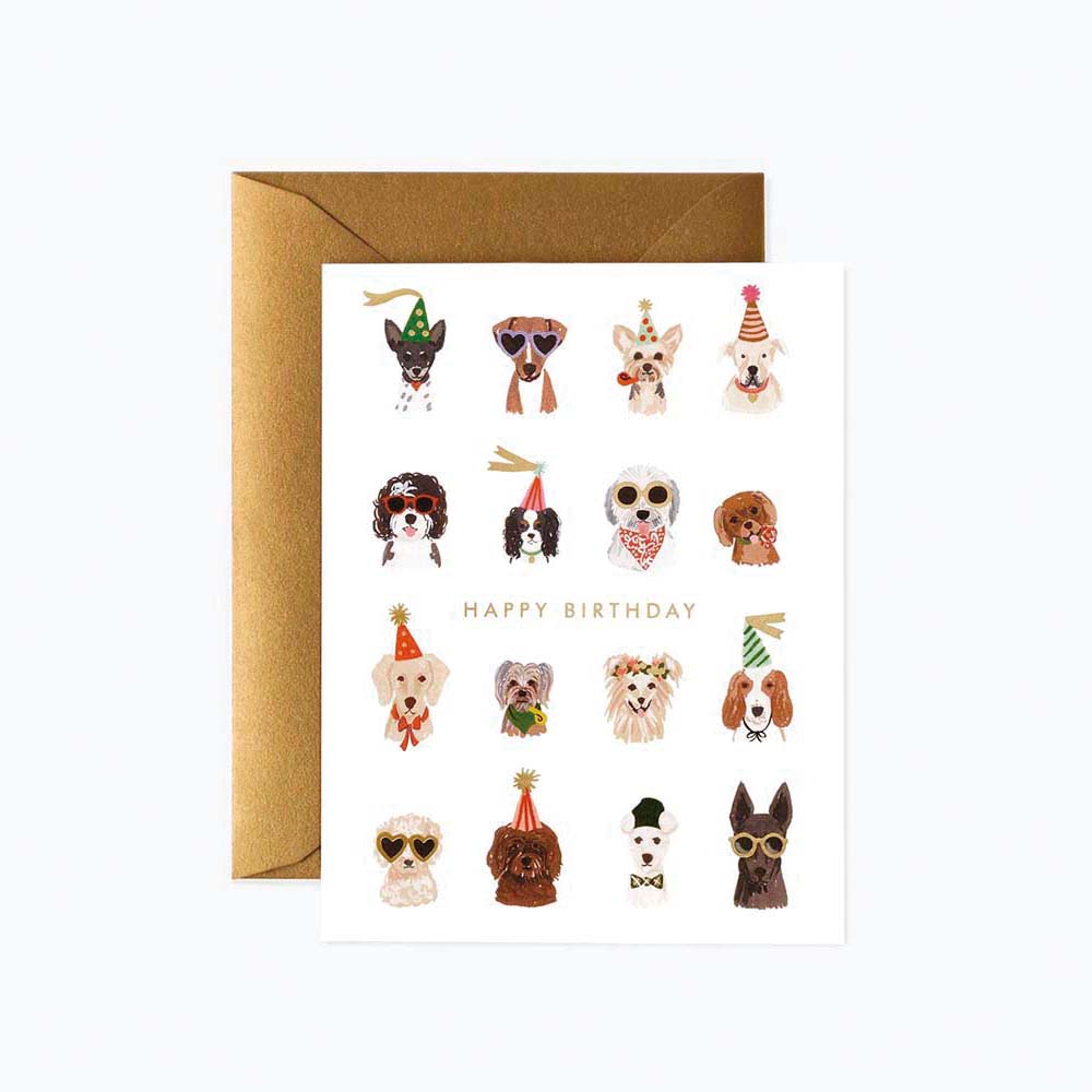 Tarjeta felicitación cumpleaños perros Party Pups Birthday - Rifle Paper