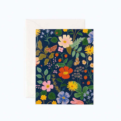 Tarjeta Postal Flores Strawberry Fields Navy