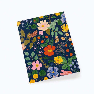 Strawberry Fields Navy Flowers Postcard