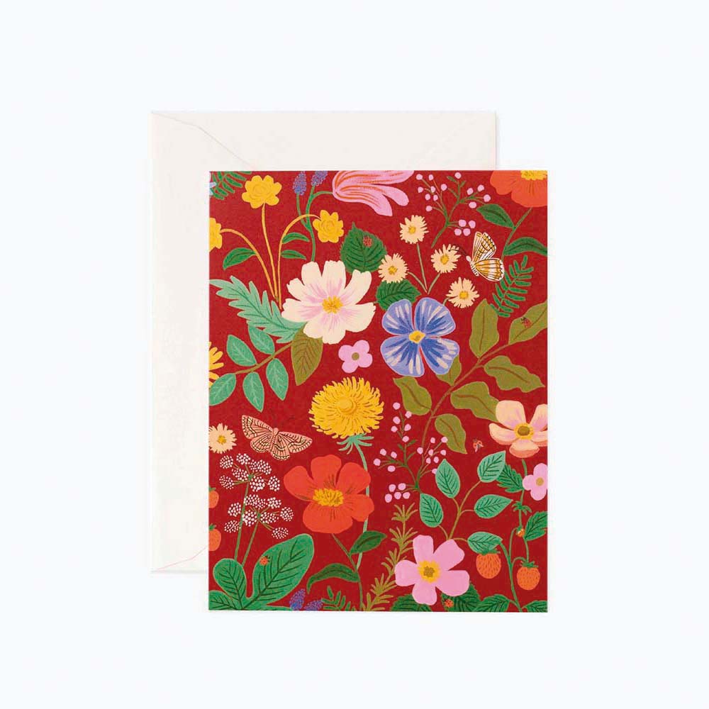 Tarjeta Postal Flores Strawberry Fields Red - Rifle Paper