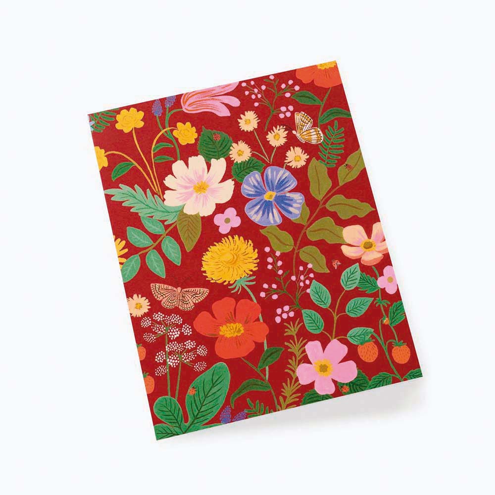 Tarjeta Postal Flores Strawberry Fields Red - Rifle Paper