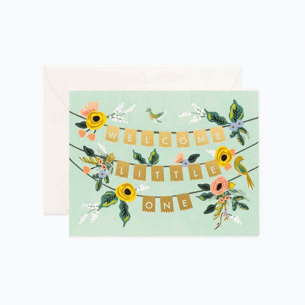 Tarjeta Postal nacimiento Welcome Garland - Rifle Paper
