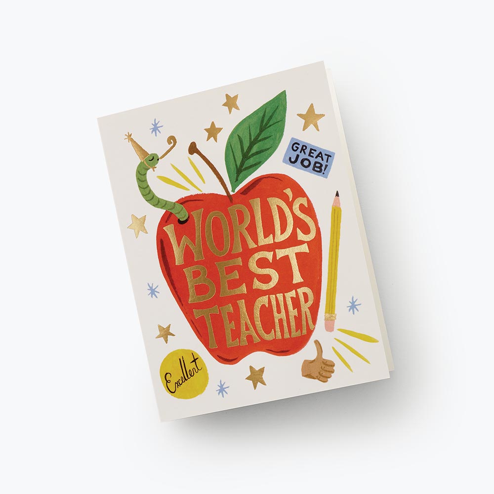 Tarjeta Postal - Worlds Best Teacher - Rifle Paper Co