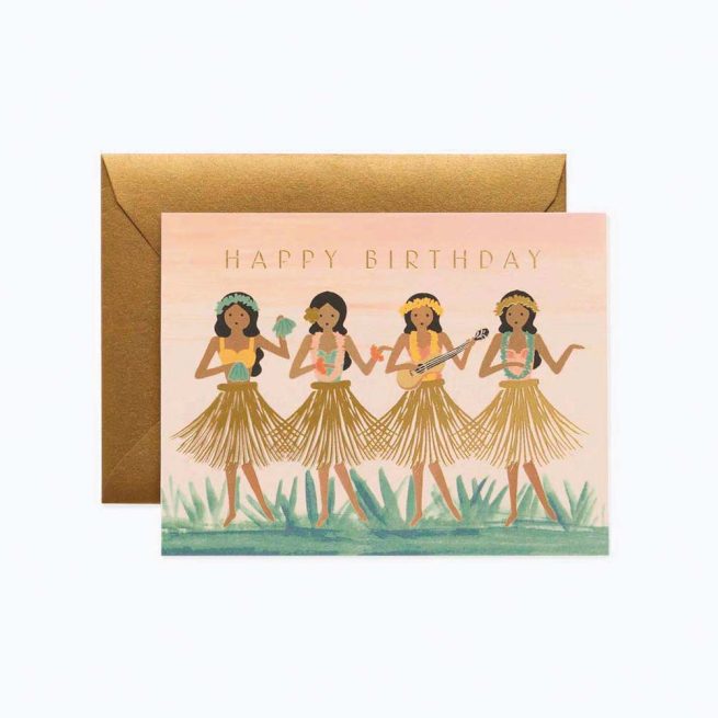 tarjeta-postal-feliz-cumpleanos-aniversario-hawaiana-hula-birthday-card-rifle-pepa-paper-gcb029-01